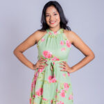 Green Floral Halter Dress