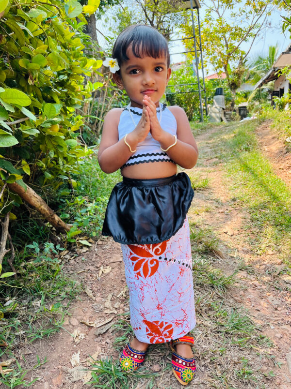 Stylish Black & Dark Orange Little Girls Sarong with Top