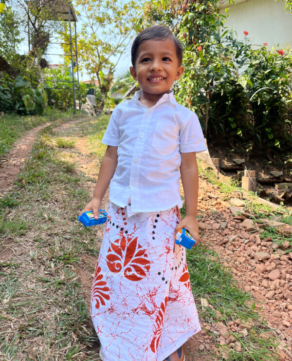 Stylish Black & Dark Orange Little Boy Sarong with Shirt